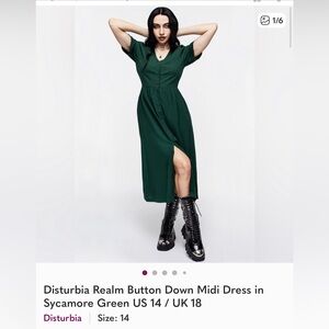 IN SEARCH OF!!! Disturbia Realm Sycamore Green Button Midi Dress